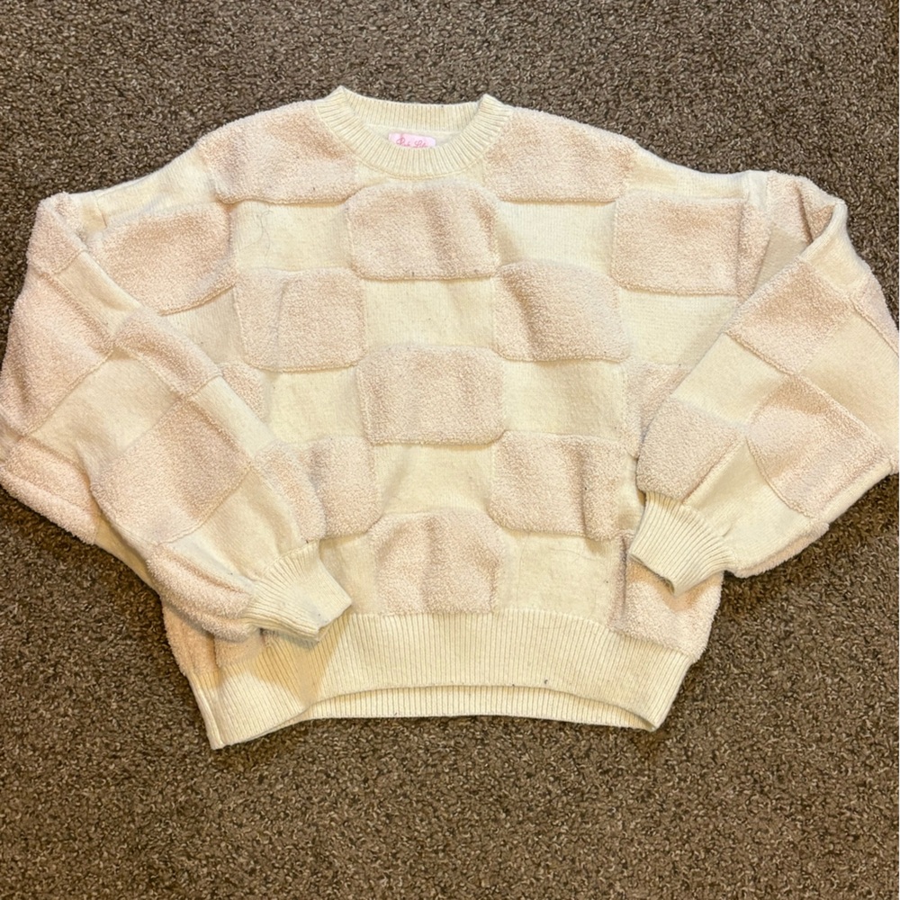Pink Lily Cream Textured Sweater